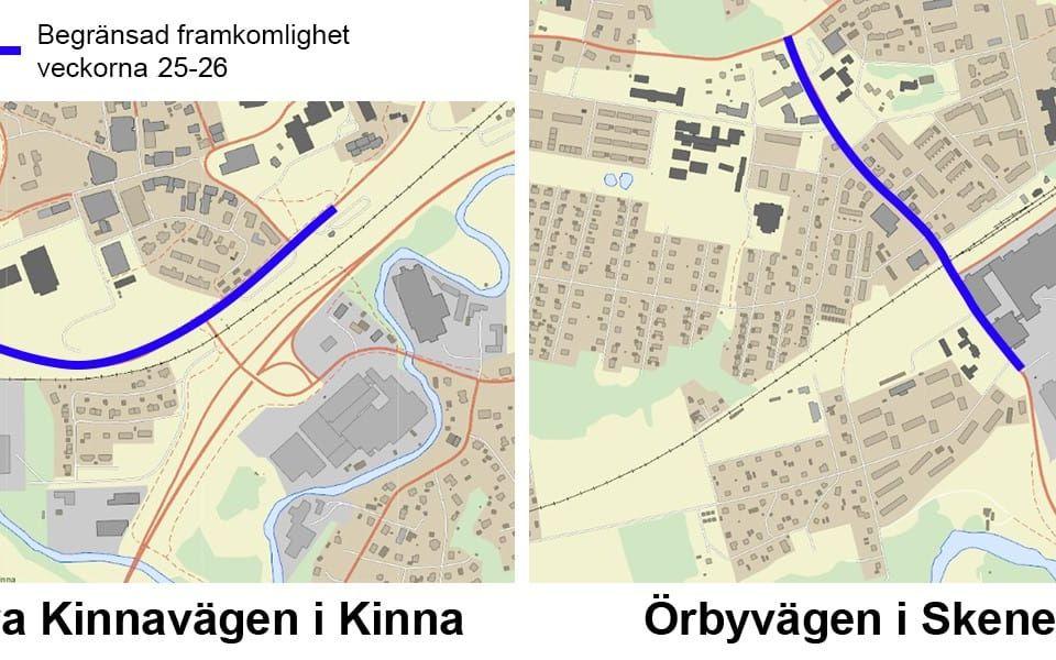 Asfalteringsarbetena pågår veckorna 25 till 26.